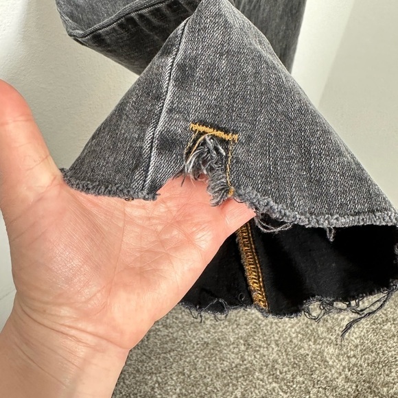 Subdued Soft Flare Raw Hem Black Denim Jeans Size 28 - Picture 3 of 6